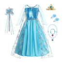 Fantasia Infantil Princesa do Reino de Gelo Premium + Máscara de Brinde - Vestido de Luxo para Festa, Carnaval e Aniversário