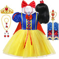 Fantasia Infantil Princesa Clássica com Capa Premium - Vestido de Conto de Fadas para Aniversário, Carnaval e Halloween