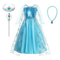 Fantasia Infantil Princesa do Reino de Gelo Premium + Máscara de Brinde - Vestido de Luxo para Festa, Carnaval e Aniversário
