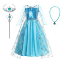 Fantasia Infantil Princesa do Reino de Gelo Premium + Máscara de Brinde - Vestido de Luxo para Festa, Carnaval e Aniversário