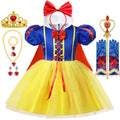 Fantasia Infantil Princesa Clássica com Capa Premium - Vestido de Conto de Fadas para Aniversário, Carnaval e Halloween