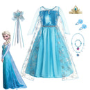 Fantasia Infantil Princesa do Reino de Gelo Premium + Máscara de Brinde - Vestido de Luxo para Festa, Carnaval e Aniversário