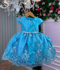 Vestido Marie Jardim Encantado Luxo Azul Tiffany - Leveza e Elegância para Meninas | Bebeloo Kids