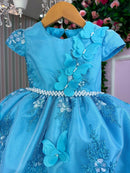 Vestido Marie Jardim Encantado Luxo Azul Tiffany - Leveza e Elegância para Meninas | Bebeloo Kids