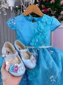 Vestido Marie Jardim Encantado Luxo Azul Tiffany - Leveza e Elegância para Meninas | Bebeloo Kids