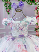 Vestido Bella Child Catarina Juvenil Off Flores Lilas - Leveza e Elegância para Meninas | Bebeloo Kids