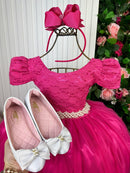 Vestido Enjoy Laura Longo Pink Rendado - Diversão e Encanto para Brincar | Bebeloo Kids