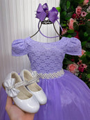 Vestido Enjoy Longo Laura Lilas Rendado - Diversão e Encanto para Brincar | Bebeloo Kids