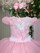 Vestido Marie Jardim Encantado Mel Rosa Bebe - Leveza e Elegância para Meninas | Bebeloo Kids
