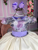 Vestido Marie Saia Off Peito Florido Lilas - Leveza e Elegância para Meninas | Bebeloo Kids