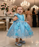 Vestido Marie Jardim Encantado Luxo Azul Tiffany - Leveza e Elegância para Meninas | Bebeloo Kids
