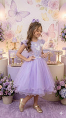 Vestido Marie Jardim Encantado Mel Lilás - Leveza e Elegância para Meninas | Bebeloo Kids