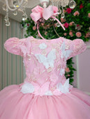 Vestido Marie Jardim Encantado Mel Rosa Bebe - Leveza e Elegância para Meninas | Bebeloo Kids